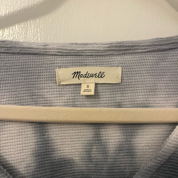 Madewell Ottoman Jacquard V-Neck Setlist Boxy Top in Tie-Dye Blue-Green - Picture 6 of 6